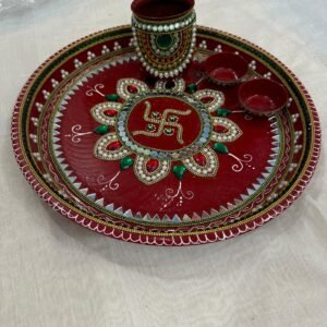 Zupppy poojan Stainless Steel Decorative Karva Chauth Pooja Thali | Karwachauth Pooja Thali