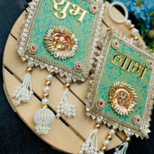 Zupppy Home Decor Classy Brocade Shubh Labh Set with Potli Packing – Premium Festive Décor