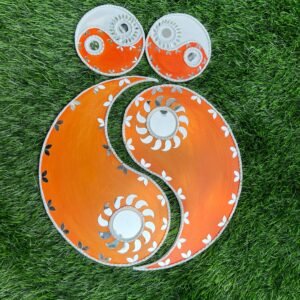 Zupppy Home Decor Yin Yang Lippan Art Rangoli – Orange Palette Home Décor for Diwali Celebrations