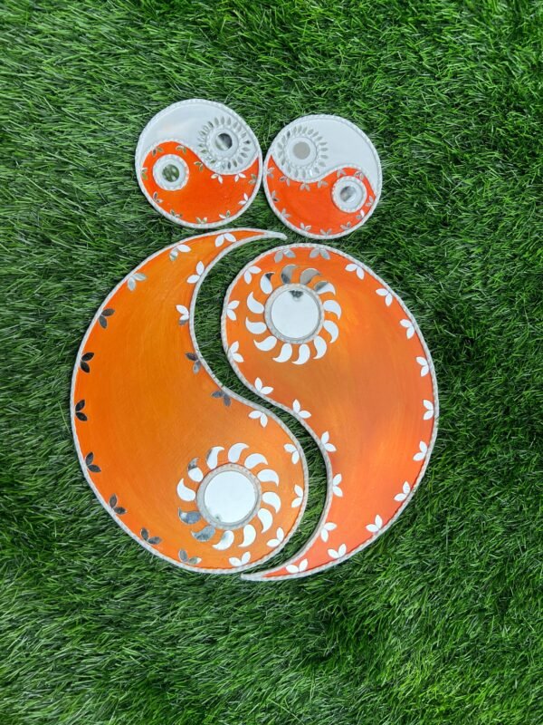 Zupppy Home Decor Yin Yang Lippan Art Rangoli – Orange Palette Home Décor for Diwali Celebrations