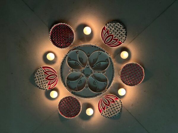 Zupppy Diyas & Candles Lippan Art Rangoli Set – Customizable Circular Wall Décor with Mirror Work for Festive Celebrations