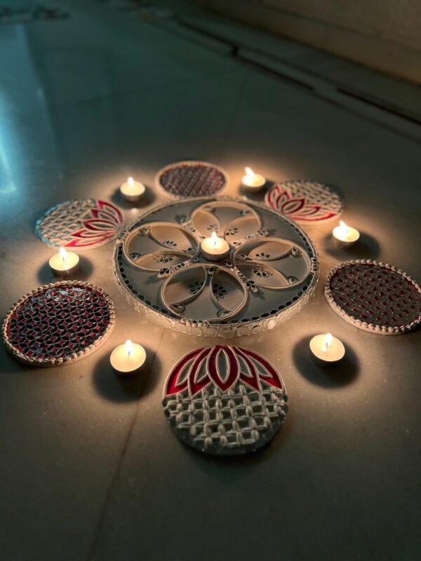 Zupppy Handcrafted Products Lippan Art Rangoli Set – Customizable Circular Wall Décor with Mirror Work for Festive Celebrations