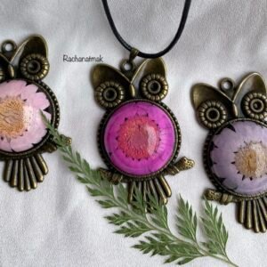 Zupppy Customized Gifts Dried Daisy Flower Resin Necklace & Ring Set | Botanical Jewelry