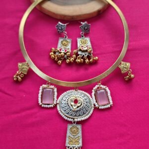 Zupppy Gifts Gold-Silver Look Handcrafted Designer Jewelry with Real Kundan Stone Setting