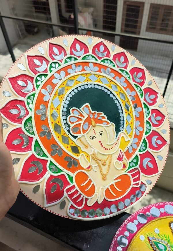 Zupppy Art & Craft Handcrafted 12-inch Ganesh Lippan Art – Celebrate Diwali with Prosperity!