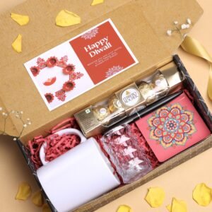 Zupppy Gifts Custom Diwali Hamper with Ceramic Cup, Ferrero Rocher & Crystal Candle – Perfect Festive Gift