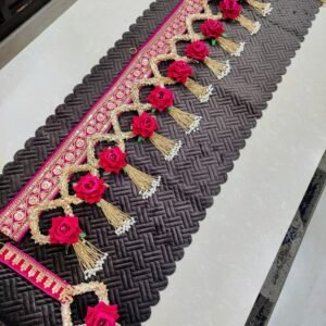 Zupppy Bandarwal Elegant Rani Pink Rose Bandhanwar with Shubh Labh Hangings – Perfect Festive Decor