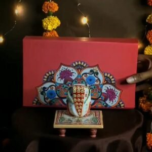 Zupppy Customized Gifts Diwali Hamper – Premium Personalized Gift with Gold Flake Pen, Ganesha Chowki, and Modak Candles