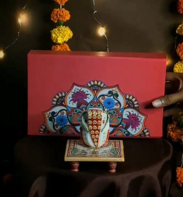 Zupppy Customized Gifts Diwali Hamper – Premium Personalized Gift with Gold Flake Pen, Ganesha Chowki, and Modak Candles