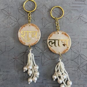 Zupppy Customized Gifts Shubh Labh Resin Diwali Hangings with Pearl Decoration | Auspicious Festive Home Décor