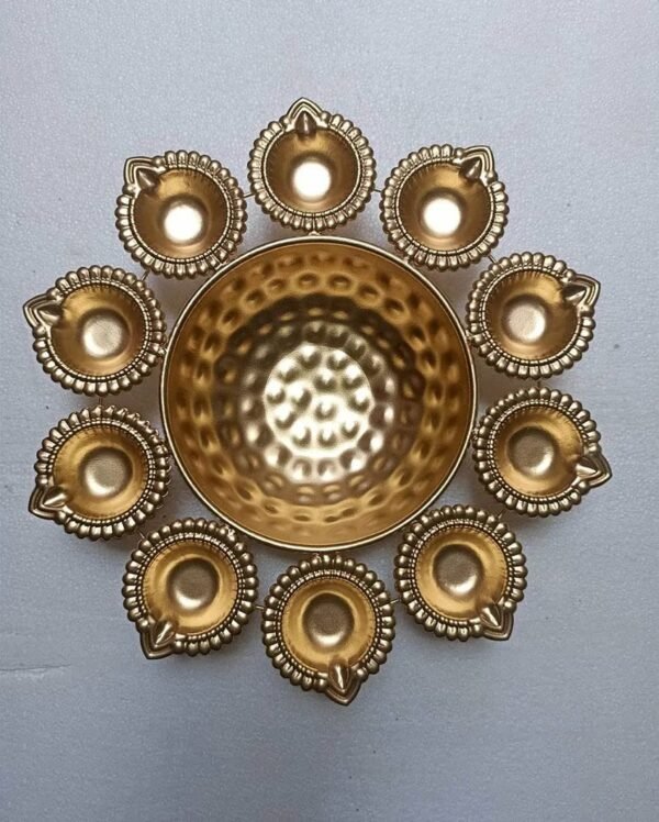 Zupppy Diyas & Candles Handcrafted 12-inch Metal Diya Urli for Home Decor | Traditional Diya Urli for Festivals & Gifting