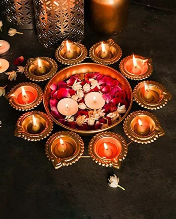 Zupppy Diyas & Candles Handcrafted 12-inch Metal Diya Urli for Home Decor | Traditional Diya Urli for Festivals & Gifting