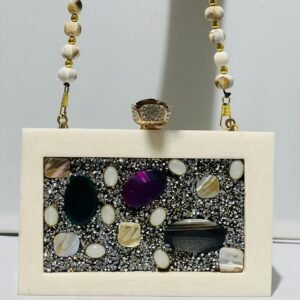 Zupppy Accessories Elegant Resin Clutch with Luxurious Pearl Chain