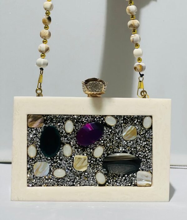 Zupppy Accessories Elegant Resin Clutch with Luxurious Pearl Chain