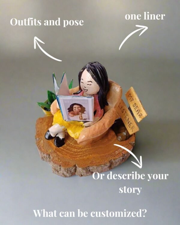 Zupppy Customized Gifts Rainvas Reader Girl Custom Miniature Tabletop for Book Lovers | Gender Customization Available