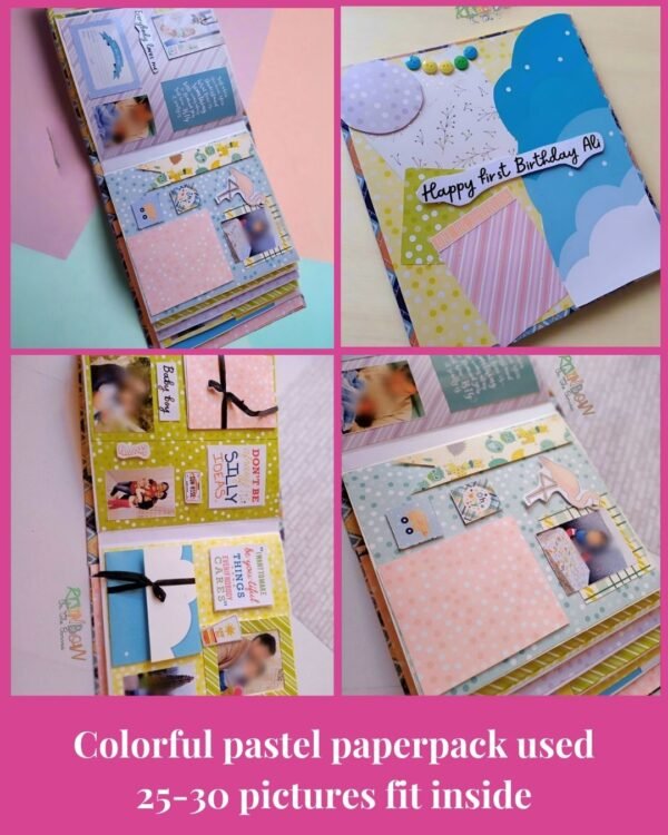 Zupppy Customized Gifts Rainvas Pastel Baby Boy Birthday Scrapbook