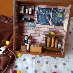 Zupppy Handcrafted Products Rainvas Starbucks cafe restaurant miniature shadow box personalised frame