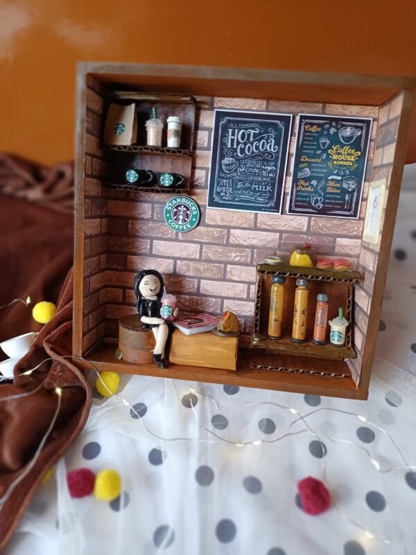 Zupppy Handcrafted Products Rainvas Starbucks cafe restaurant miniature shadow box personalised frame