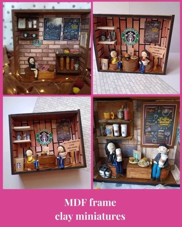 Zupppy Handcrafted Products Rainvas Starbucks cafe restaurant miniature shadow box personalised frame