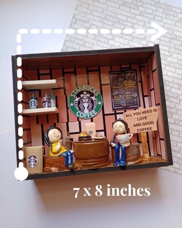 Zupppy Handcrafted Products Rainvas Starbucks cafe restaurant miniature shadow box personalised frame