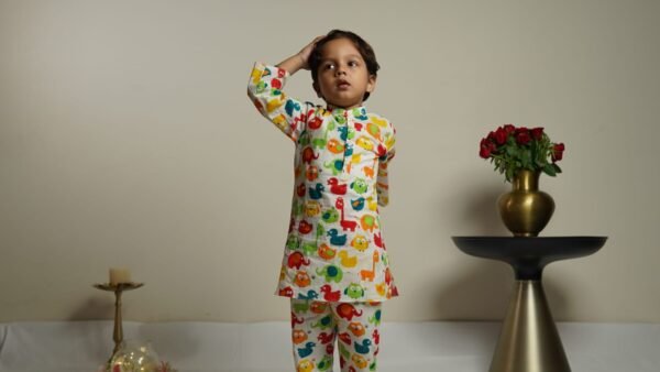 Zupppy Apparel Little Animal Parade Kurta Cum Co-Ord Set: Comfort Meets Playful Style