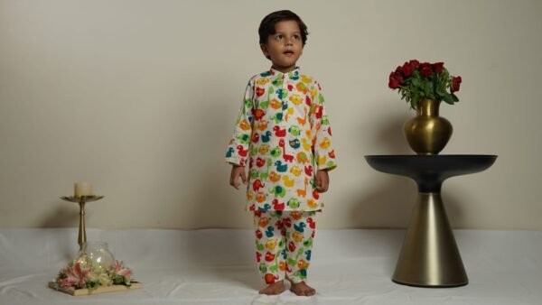 Zupppy Apparel Little Animal Parade Kurta Cum Co-Ord Set: Comfort Meets Playful Style