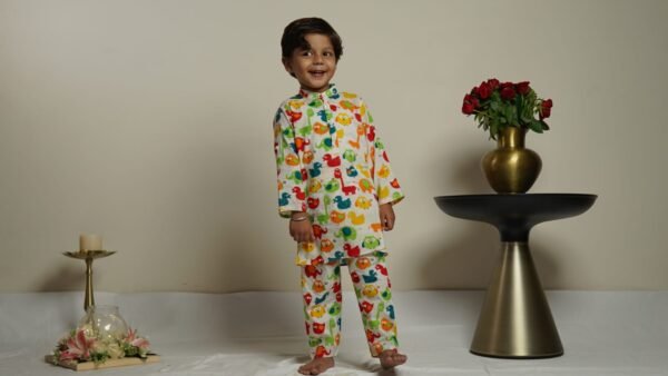 Zupppy Apparel Little Animal Parade Kurta Cum Co-Ord Set: Comfort Meets Playful Style