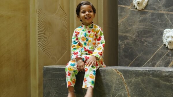 Zupppy Apparel Little Animal Parade Kurta Cum Co-Ord Set: Comfort Meets Playful Style