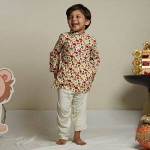 Zupppy Apparel Little Animal Parade Kurta Cum Co-Ord Set