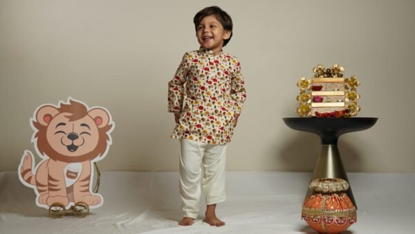 Zupppy Apparel Little Animal Parade Kurta Cum Co-Ord Set