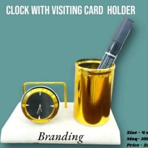 Zupppy Gifts Clock and Visiting Card Holder for Desk