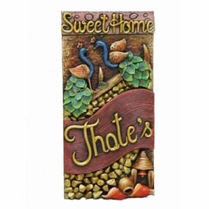 Zupppy Customized Gifts Wooden Rectangular Jhote’s Peacock Feathers Decorative Name Plate