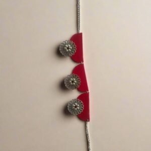 Zupppy Customized Gifts Red & Oxidised Silver Choker For Women