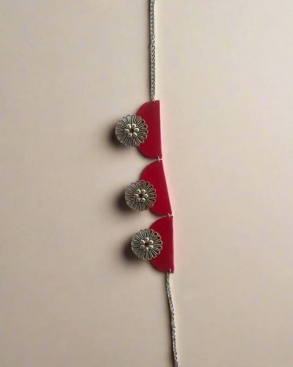 Zupppy Customized Gifts Red & Oxidised Silver Choker For Women