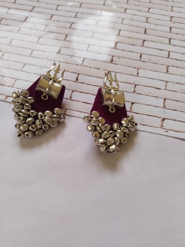 Zupppy Accessories Purple Trishul Ghunghroo Earrings