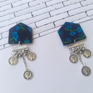 Zupppy Accessories Dark-Blue-Printed-Earrings