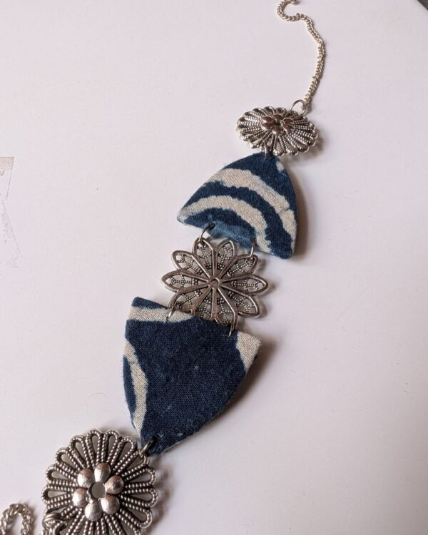 Zupppy Accessories Rainvas Indigo Blue Print Choker in Oxidised Silver