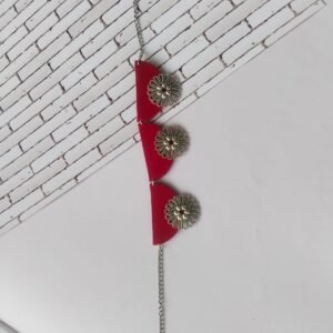 Zupppy Accessories Rainvas Red and Oxidised Silver Choker for Women