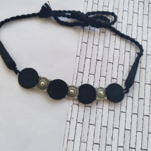 Zupppy Accessories Rainvas Oxidized Silver Fabric Choker in Black